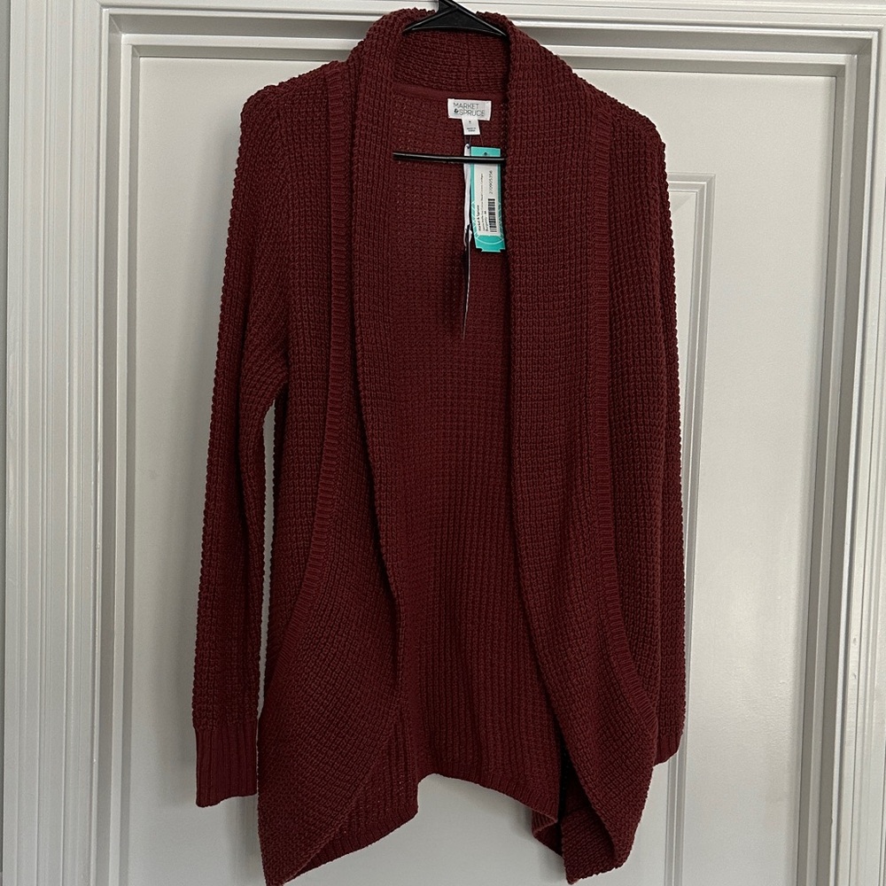Market & Spruce Women's Deep Red Cardigan